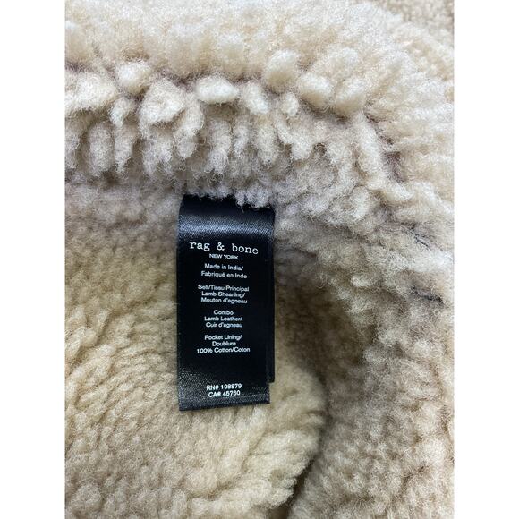 Rag & Bone 'Stella' Brown Leather Shearling Jacket Size M - Picture 5 of 5